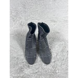 Aldo Boots Womens Size 6M Houndstooth Plaid Block Heel Zip